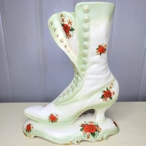 Vintage 1979 Ceramic Victorian Ladie's Boot Hand Painted